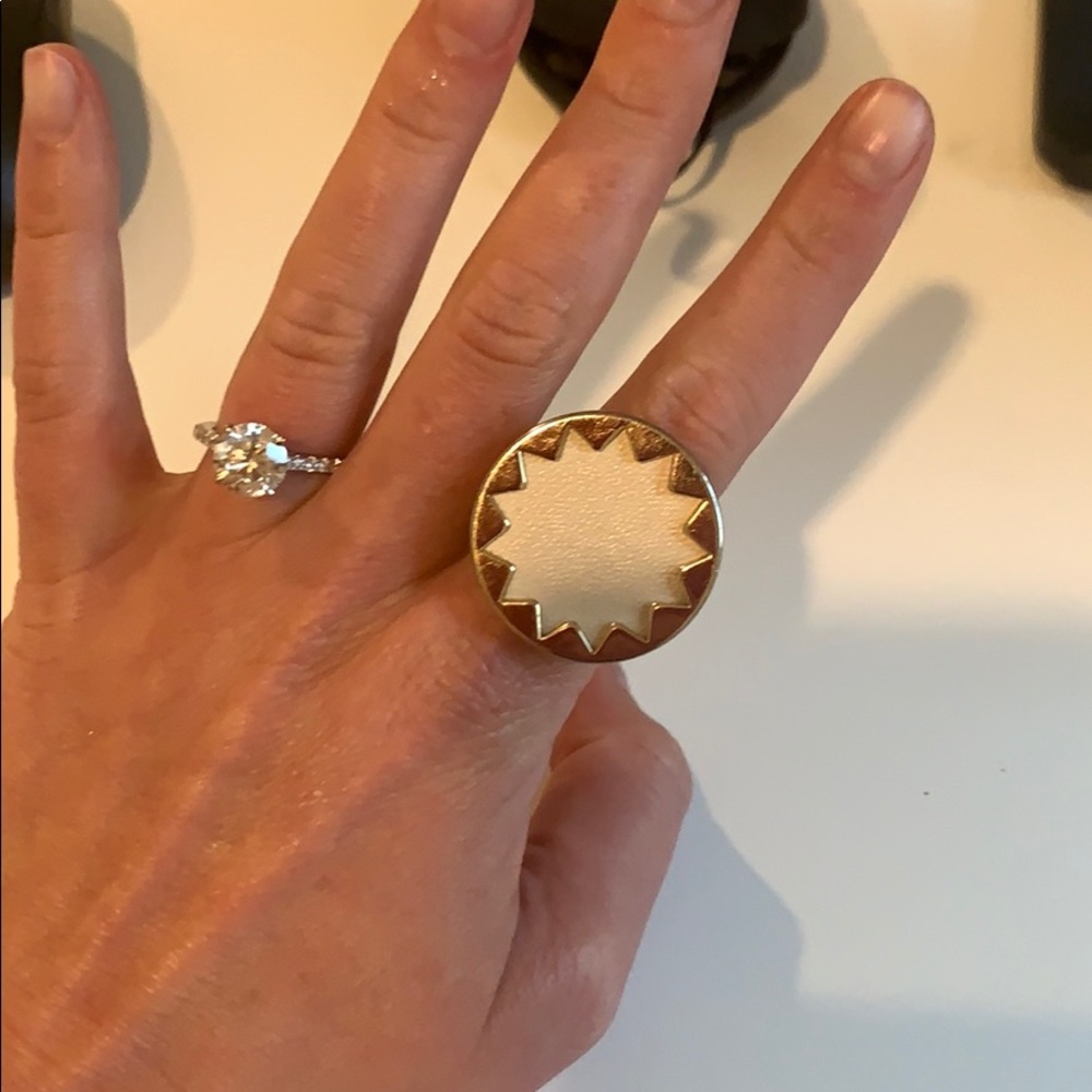 House of Harlow genuine leather sunburst ring